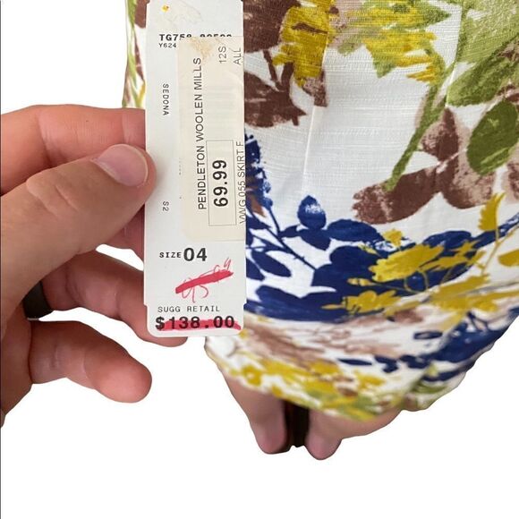 Pendleton Linen Blend Fall Floral  Skirt - Picture 9 of 9